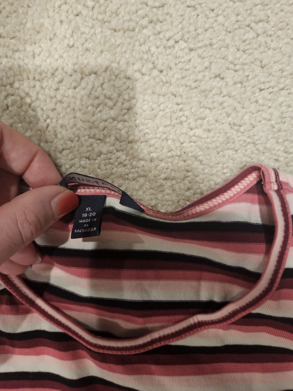 Lands' End Crewneck Striped Tee in Pink, Black & White - Picture 4 of 4